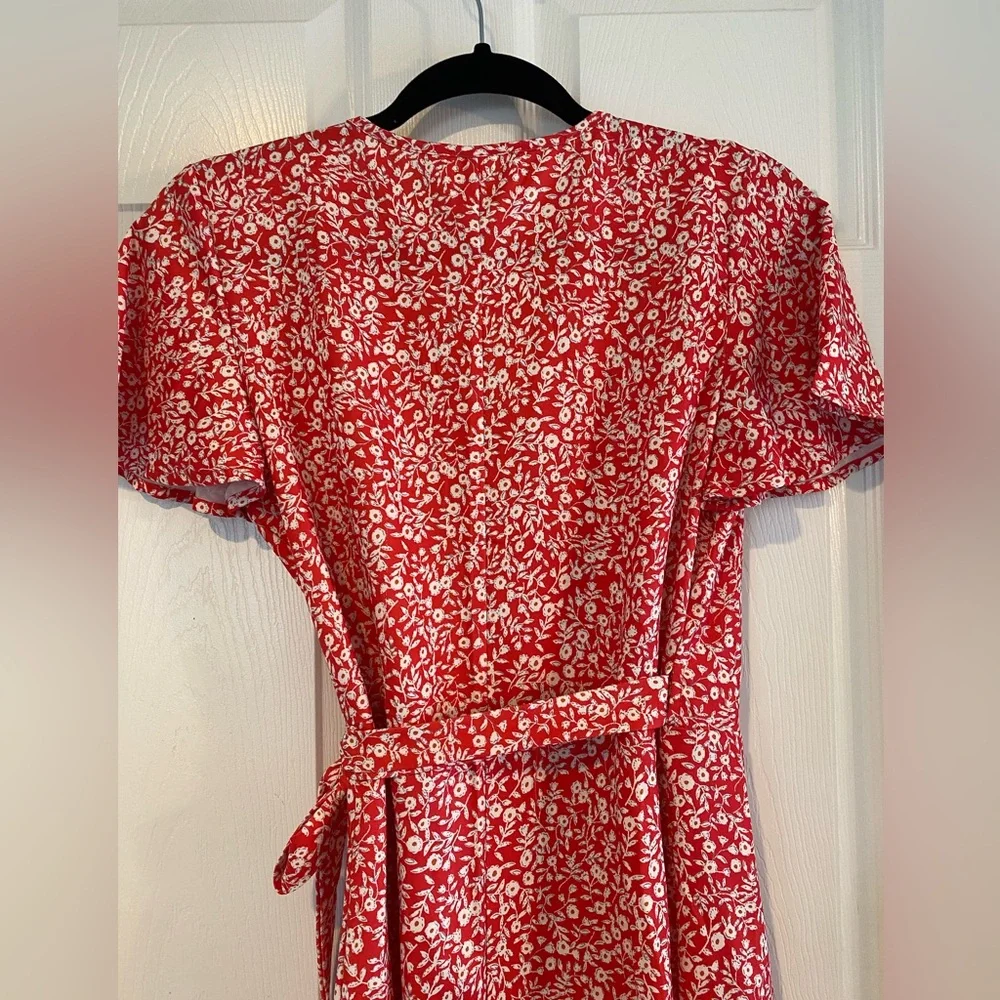 Naggoo Red Ditsy Floral Wrap Ruffle sundress size small - Picture 7 of 14